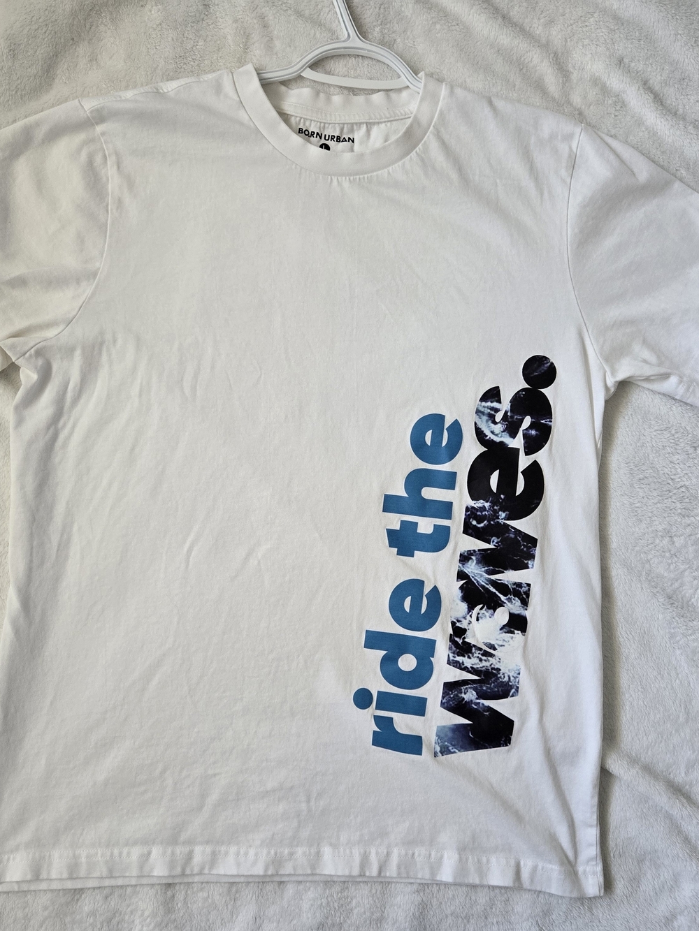 Men’s White Graphic Tee - "ride the Waves"